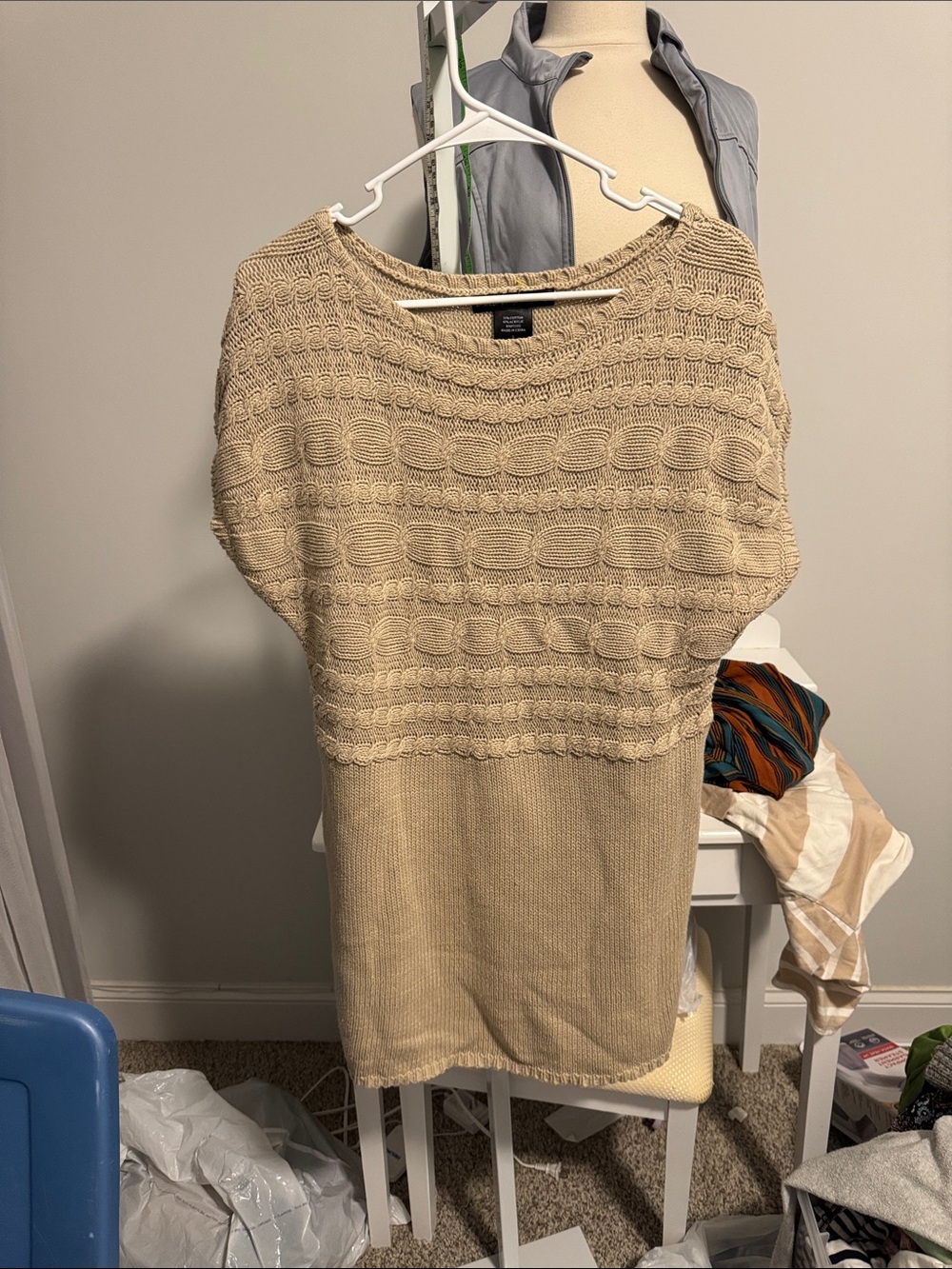 united states sweaters Beige Short-Sleeve Knit Tunic